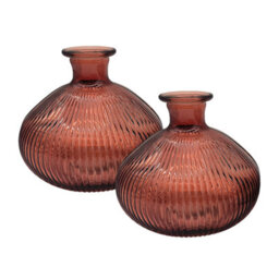1001 Ribbed Glass Vase - Set Of 2 - Bronze - thumbnail 1