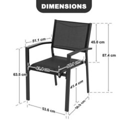Avestar Outdoor Breathable Textilene Chairs 4 Pcs, Patio Stackable Dining Chairs For All Weather, For Garden Backyard Deck, Black - thumbnail 3