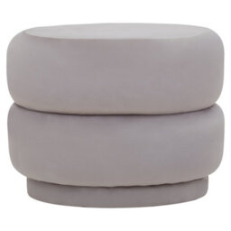 Premier Housewares Interiors By Premier Mink Velvet Round Footstool, Round Stool With Tufted Details, Pouffee With Decorative Round Design - thumbnail 1