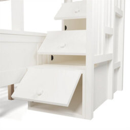 Abrihome Solid Wood Staircase Bunk Bed With Storage, Double Kids' Bed With Integrated Drawers & Shelves, (90+135)X190Cm, White - thumbnail 9