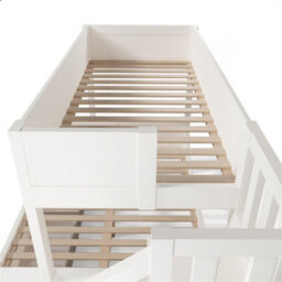 Abrihome Solid Wood Staircase Bunk Bed With Storage, Double Kids' Bed With Integrated Drawers & Shelves, (90+135)X190Cm, White - thumbnail 8