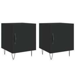 Berkfield Bedside Cabinets 2 Pcs Black 40X40X50 Cm Engineered Wood - thumbnail 2