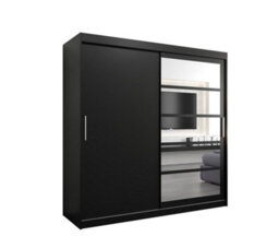 Arte Sleek Black Roma I Sliding Door Wardrobe W2000mm H2000mm D620mm Mirrored Vertical Handles Contemporary Storage Solution - thumbnail 1