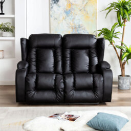 More4Homes Caesar Electric High Back Luxury Bond Grade Leather Recliner 2 Seater Sofa (Black) - thumbnail 7