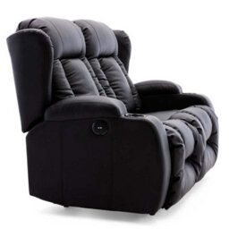 More4Homes Caesar Electric High Back Luxury Bond Grade Leather Recliner 2 Seater Sofa (Black) - thumbnail 5