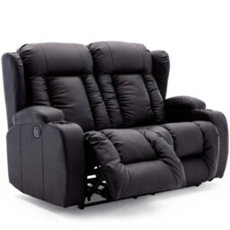 More4Homes Caesar Electric High Back Luxury Bond Grade Leather Recliner 2 Seater Sofa (Black) - thumbnail 3