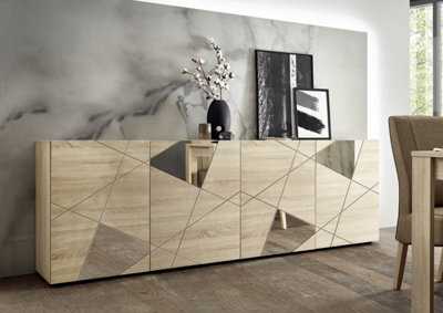 FurniComp LTD Furnicomp Giulia 4 Door Oak Sideboard With Mirrors - image 1