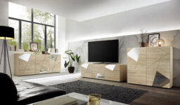 FurniComp LTD Furnicomp Giulia 4 Door Oak Sideboard With Mirrors - thumbnail 4