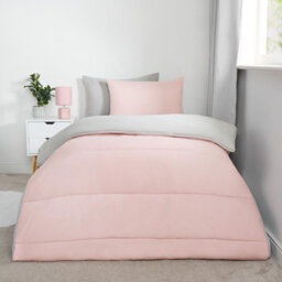 OHS Coverless 10.5 Tog Duvet & Pillowcase, Blush/grey - Single - thumbnail 1