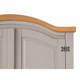 Wardrobe Grey 2 Door Arch Top Wax Solid Mexican Pine Wood Bedroom - thumbnail 3