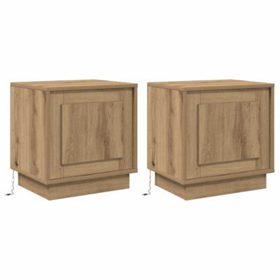 Berkfield Modern Bedside Cabinets With Led Lights 2 Pcs Artisan Oak 44X34.5X45 Cm - image 1