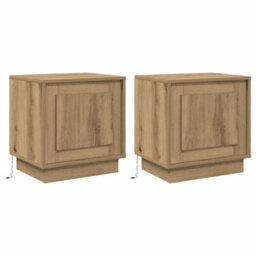Berkfield Modern Bedside Cabinets With Led Lights 2 Pcs Artisan Oak 44X34.5X45 Cm - thumbnail 1