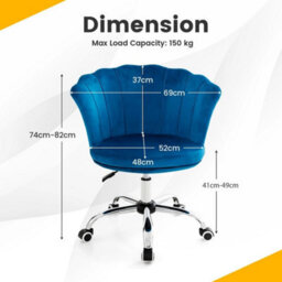 Adjustable Vanity Chair Upholstered Velvet Arm Chair - thumbnail 2