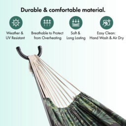 Vonhaus Hammock With Stand, Freestanding 2 Person Hammock With Adjustable Frame, Travel Bag For Garden, Beach, Camping & Outdoors - thumbnail 7