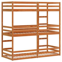 Berkfield Triple Bunk Bed Without Mattress Wax Brown 90X190 Cm Single Solid Wood Pine - thumbnail 7