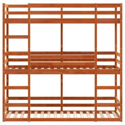 Berkfield Triple Bunk Bed Without Mattress Wax Brown 90X190 Cm Single Solid Wood Pine - thumbnail 5