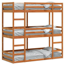 Berkfield Triple Bunk Bed Without Mattress Wax Brown 90X190 Cm Single Solid Wood Pine - thumbnail 2