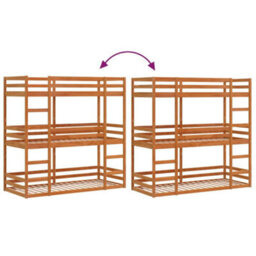 Berkfield Triple Bunk Bed Without Mattress Wax Brown 90X190 Cm Single Solid Wood Pine - thumbnail 8