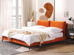 Beliani Bed Velvet Melle 180 X 200 Cm (Eu Super King) Orange - thumbnail 2