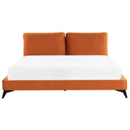 Beliani Bed Velvet Melle 180 X 200 Cm (Eu Super King) Orange - thumbnail 4