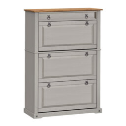 Mercers Furniture Corona Grey Wax 1 Drawer 3 Shelf Shoe Rack Chest Hallway Storage Solid Wood Mexican Pine Wooden - thumbnail 3