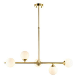 Luminosa Lighting Luminosa Grosseto Batten Satin Brass Plate, Gloss White Glass