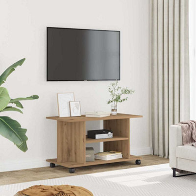 Walplus Tv Cabinet With Castors Artisan Oak 80X40X45 Cm Engineered Wood - image 1