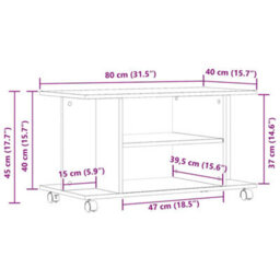 Walplus Tv Cabinet With Castors Artisan Oak 80X40X45 Cm Engineered Wood - thumbnail 9