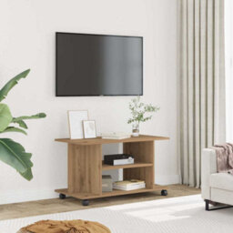 Walplus Tv Cabinet With Castors Artisan Oak 80X40X45 Cm Engineered Wood - thumbnail 1