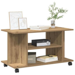 Walplus Tv Cabinet With Castors Artisan Oak 80X40X45 Cm Engineered Wood - thumbnail 3