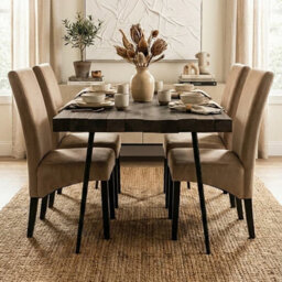 Orsina Medan Mink Cotton Velvet Dining Chair - thumbnail 1