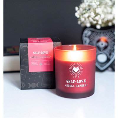 Self Love Rose & Vanilla Scented Candle Pink Glass Spell Candle