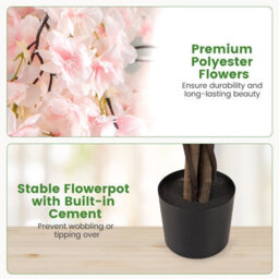 Gainoom 163Cm Tall White Artificial Cherry Blossom Tree Faux Flower Plant In Nursery Pot - thumbnail 7