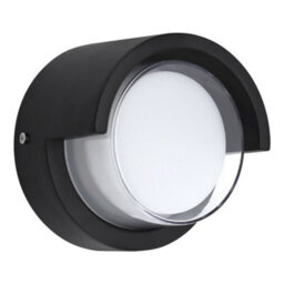 Long Life Lamps Company 12W Outdoor Modern Round Black Led Wall Light Opal Diffuser 6500K Zlc362B - thumbnail 3