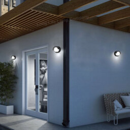 Long Life Lamps Company 12W Outdoor Modern Round Black Led Wall Light Opal Diffuser 6500K Zlc362B - thumbnail 9