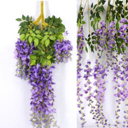 Living And Home Set Of 12 Artificial Hanging Flowers Wisteria Vine Wedding Decor 105 Cm - thumbnail 1