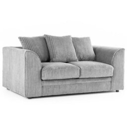 BlissFurniture Ltd Bliss Furniture Silver Jumbo Cord 2 Seater Sofa Compact Size With Scatter Back Cushions