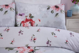 Rapport Margot Flowers Reversible Duvet Cover Set Floral Grey Bedding Easy Care Microfibre Polyester - thumbnail 2