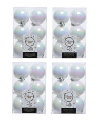 Decoris 4 X 12 White Iridescent Christmas Baubles Shatterproof Luxury Tree Decor 6Cm Iris - thumbnail 5