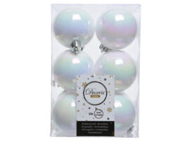 Decoris 4 X 12 White Iridescent Christmas Baubles Shatterproof Luxury Tree Decor 6Cm Iris - thumbnail 2