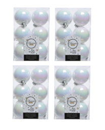 Decoris 4 X 12 White Iridescent Christmas Baubles Shatterproof Luxury Tree Decor 6Cm Iris - thumbnail 1