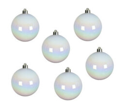 Decoris 4 X 12 White Iridescent Christmas Baubles Shatterproof Luxury Tree Decor 6Cm Iris - thumbnail 4