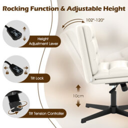 Costway Criss Cross Legged Office Chair Pu Leather Computer Task Chair- - thumbnail 7