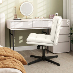 Costway Criss Cross Legged Office Chair Pu Leather Computer Task Chair- - thumbnail 3