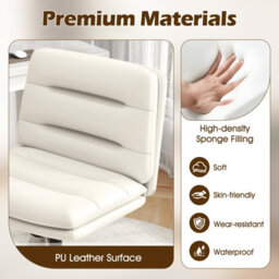 Costway Criss Cross Legged Office Chair Pu Leather Computer Task Chair- - thumbnail 6