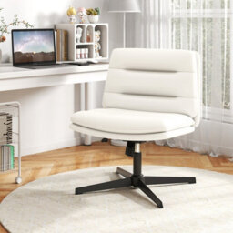 Costway Criss Cross Legged Office Chair Pu Leather Computer Task Chair- - thumbnail 1