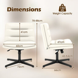 Costway Criss Cross Legged Office Chair Pu Leather Computer Task Chair- - thumbnail 2