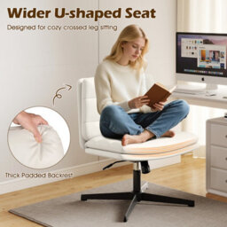 Costway Criss Cross Legged Office Chair Pu Leather Computer Task Chair- - thumbnail 8