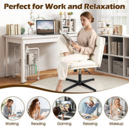 Costway Criss Cross Legged Office Chair Pu Leather Computer Task Chair- - thumbnail 9