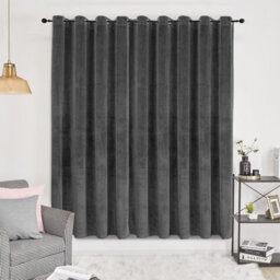 Oxford Homeware Eyelet Velvet Curtains Charcoal Fully Lined Blackout Thermal Insulated Curtains (W)168Cm X (L)213Cm Single Panel - thumbnail 5